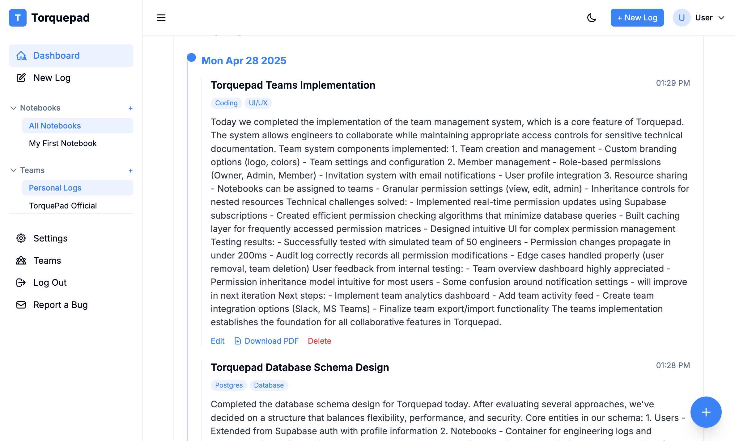 Torquepad Dashboard Preview